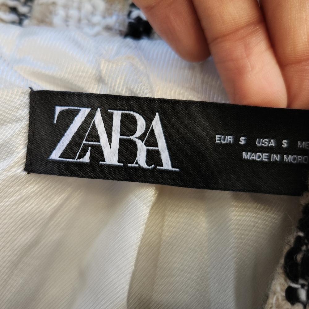 ZARA Double Breasted Long Blazer in Plaid Rigged Check Tweed Fabric - Picture 10 of 10